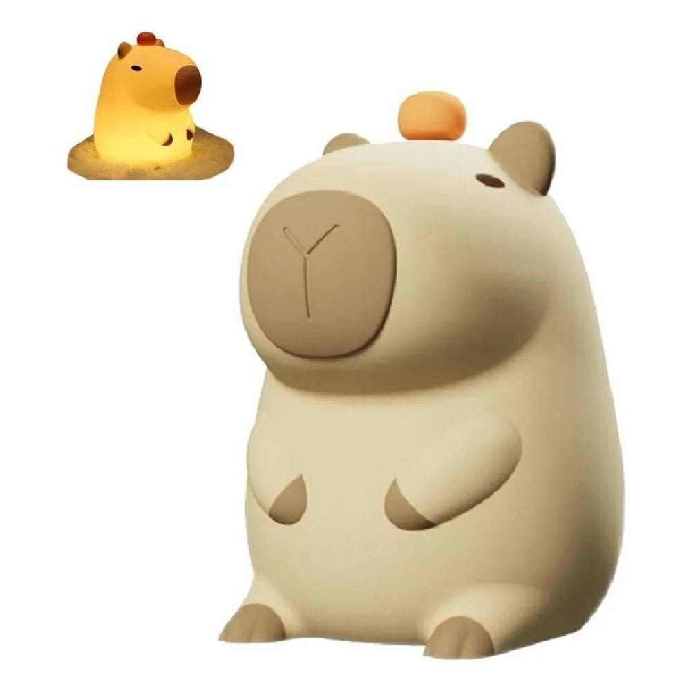 2X Luminaria Noturna Infantil Led Bebê Silicone Capivara Aba