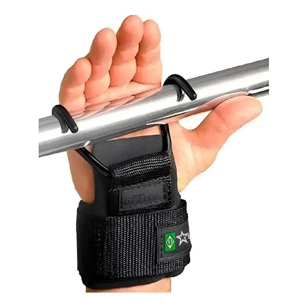 Strap Gancho Aço Fort Garras Treino Musculação Cor Preto