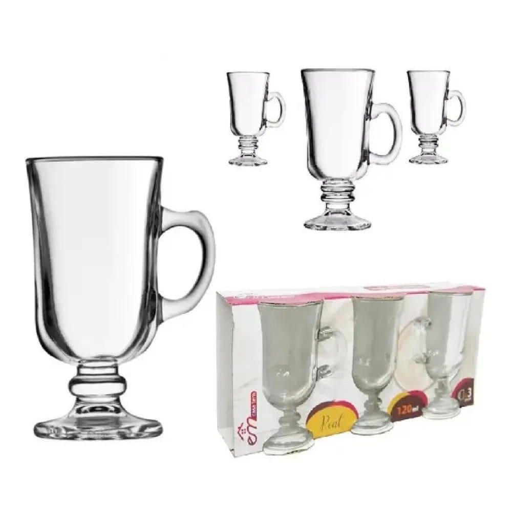 2X Kit 3 Taças Vidro Xícara Dolce Gusto Café Capuccino 120Ml