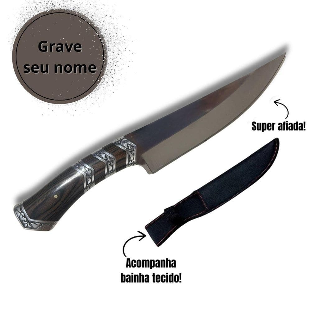 Faca Personalizada Para Caça Pesca E Churrasco Com Bainha