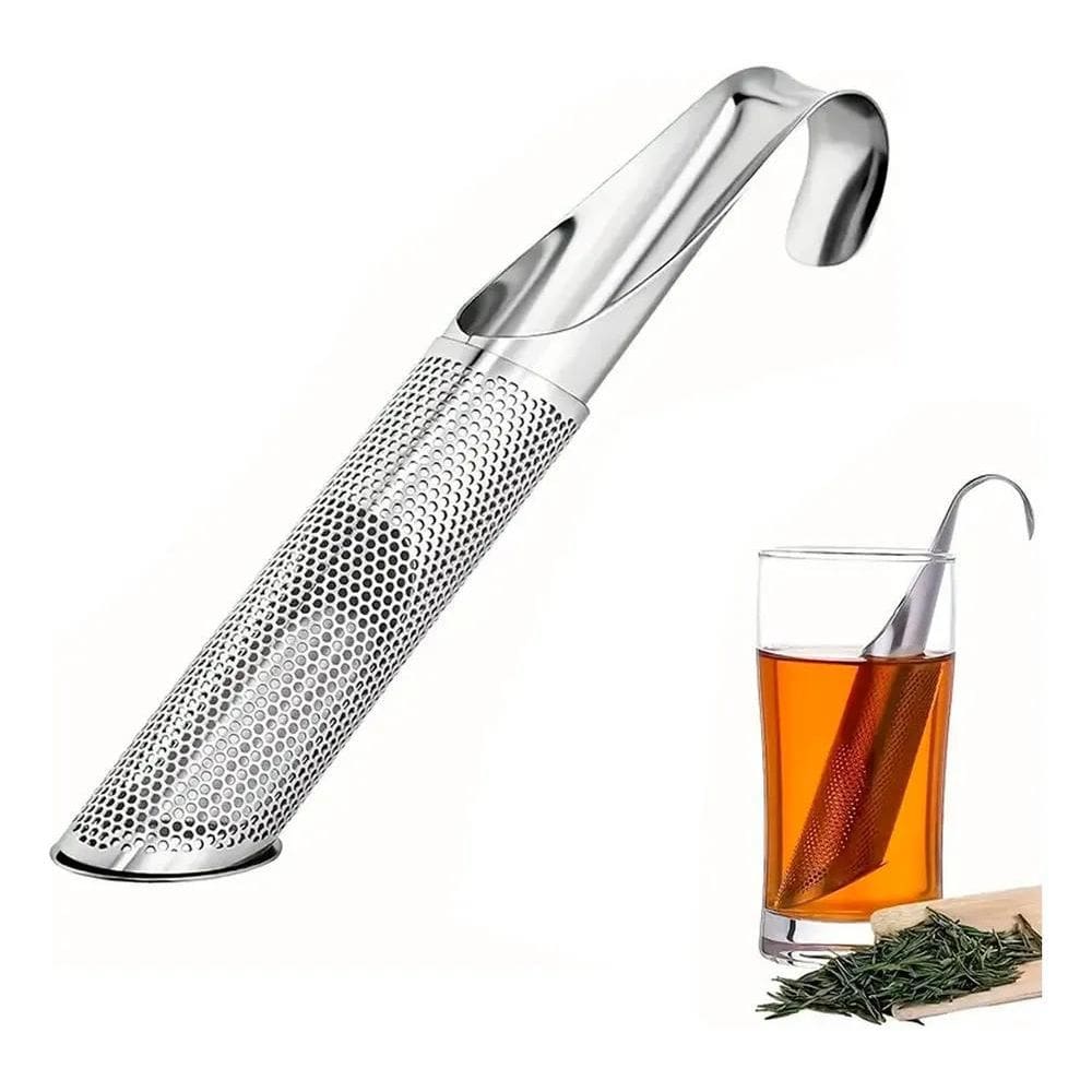 2X Infusor De Chá Tubular Em Inox Peneira Coador De Ervas Lu