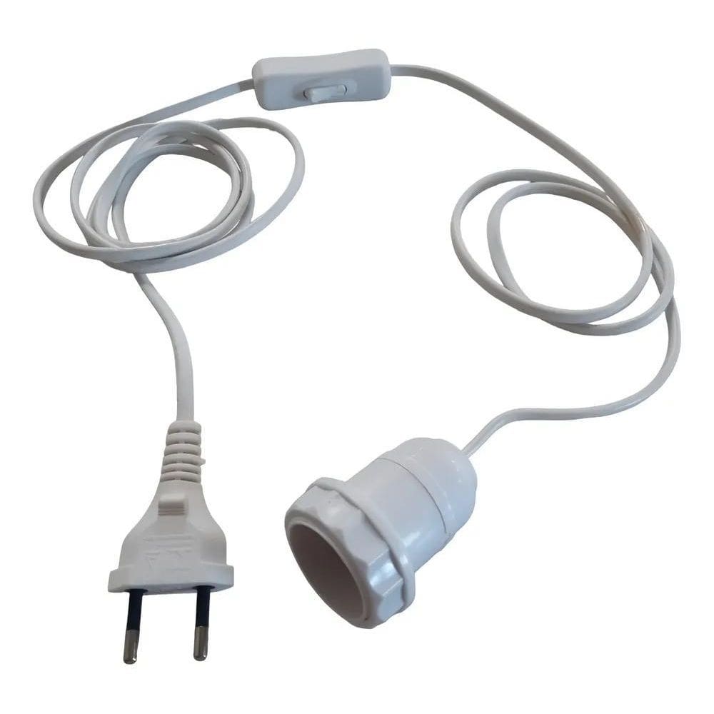 Rabicho Abajur Com Soquete E Interruptor 2M Bco Bivolt 6425