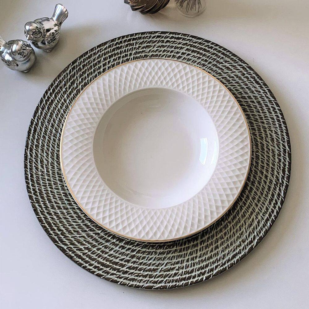 12 Sousplat Redondo Mesa Posta Plástico Alto Padrão Bia Bg