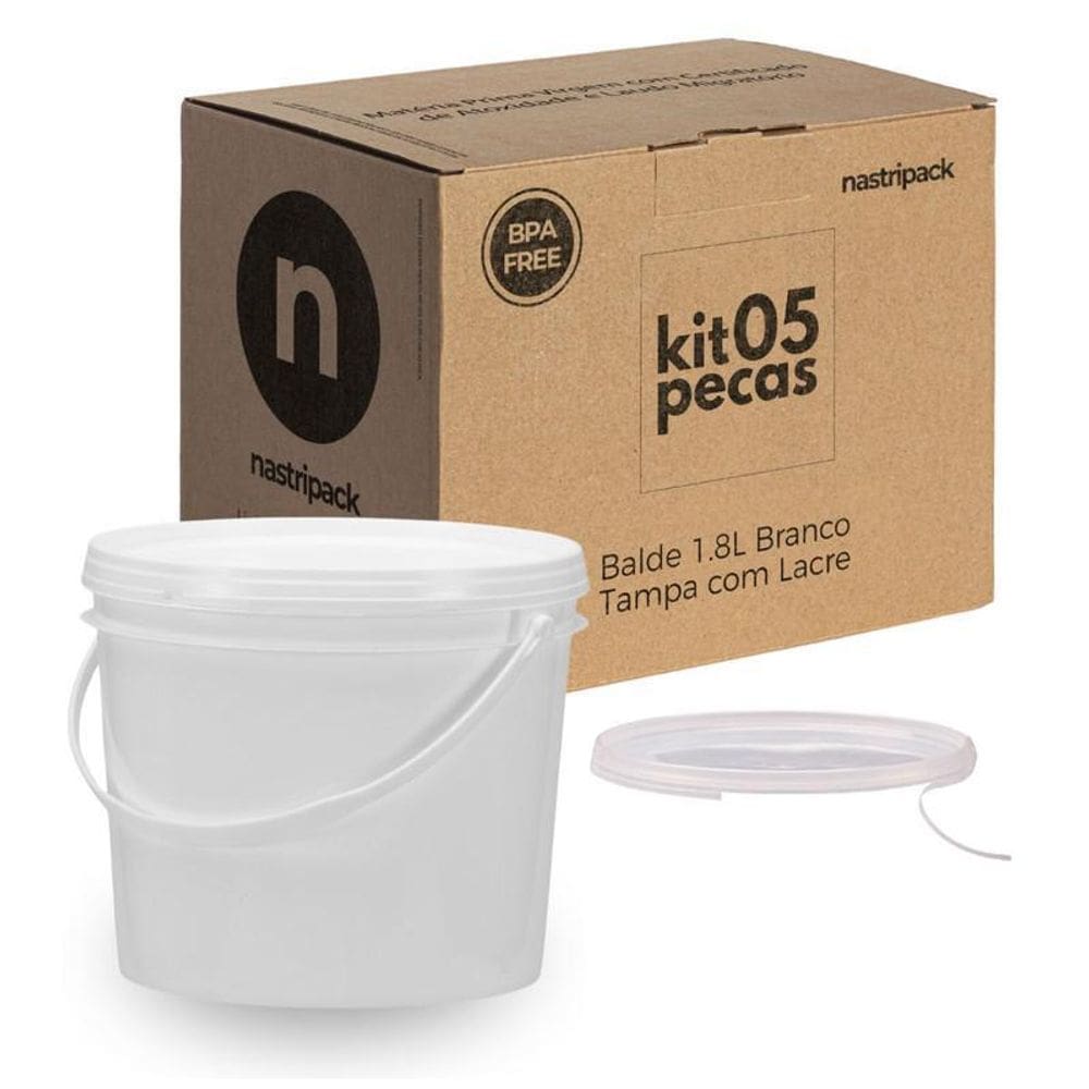Balde Para Produtos 1.8L Branco 5 Pçs