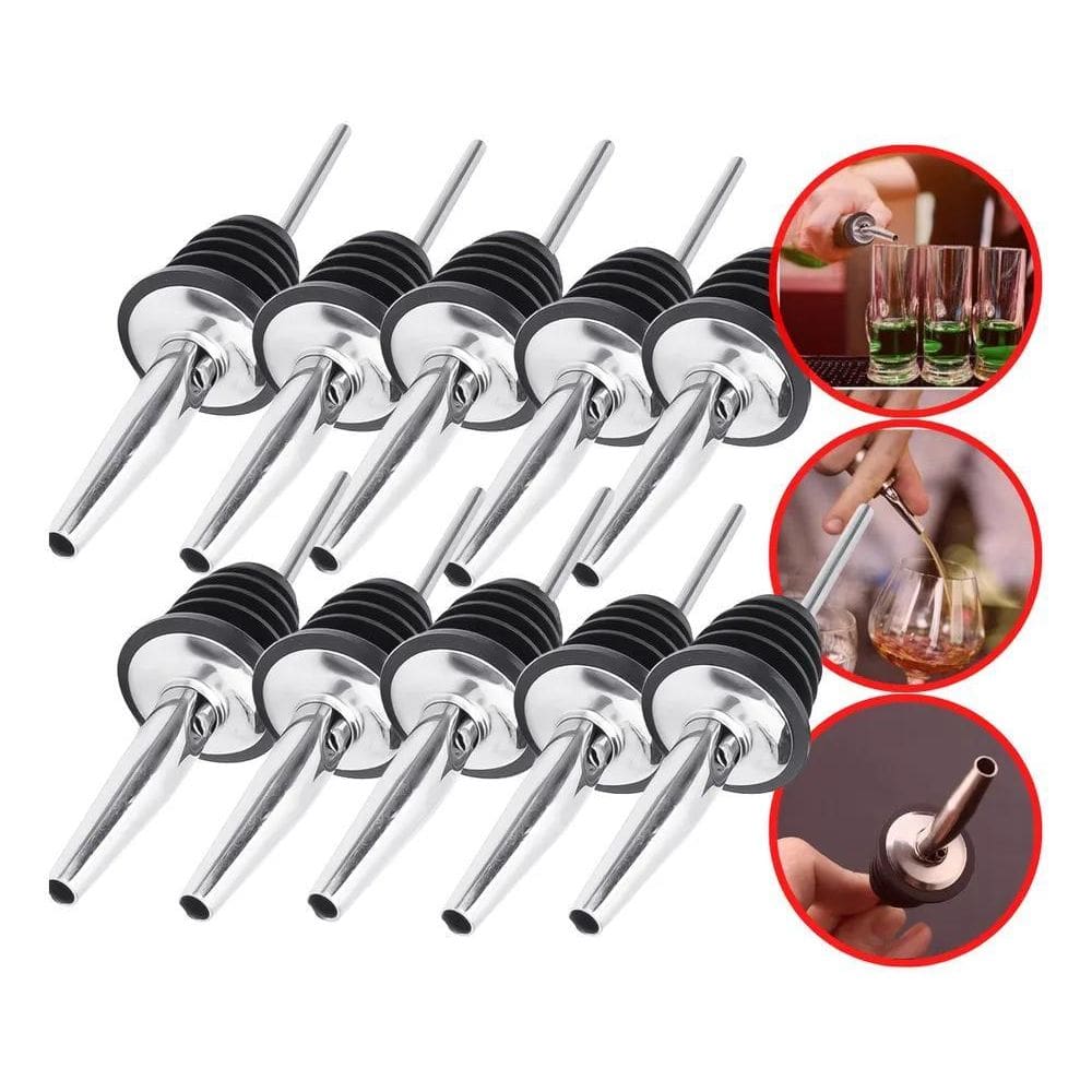 2X Kit 10 Bicos Dosador Inox Biqueira Bartender Garrafa Tequ