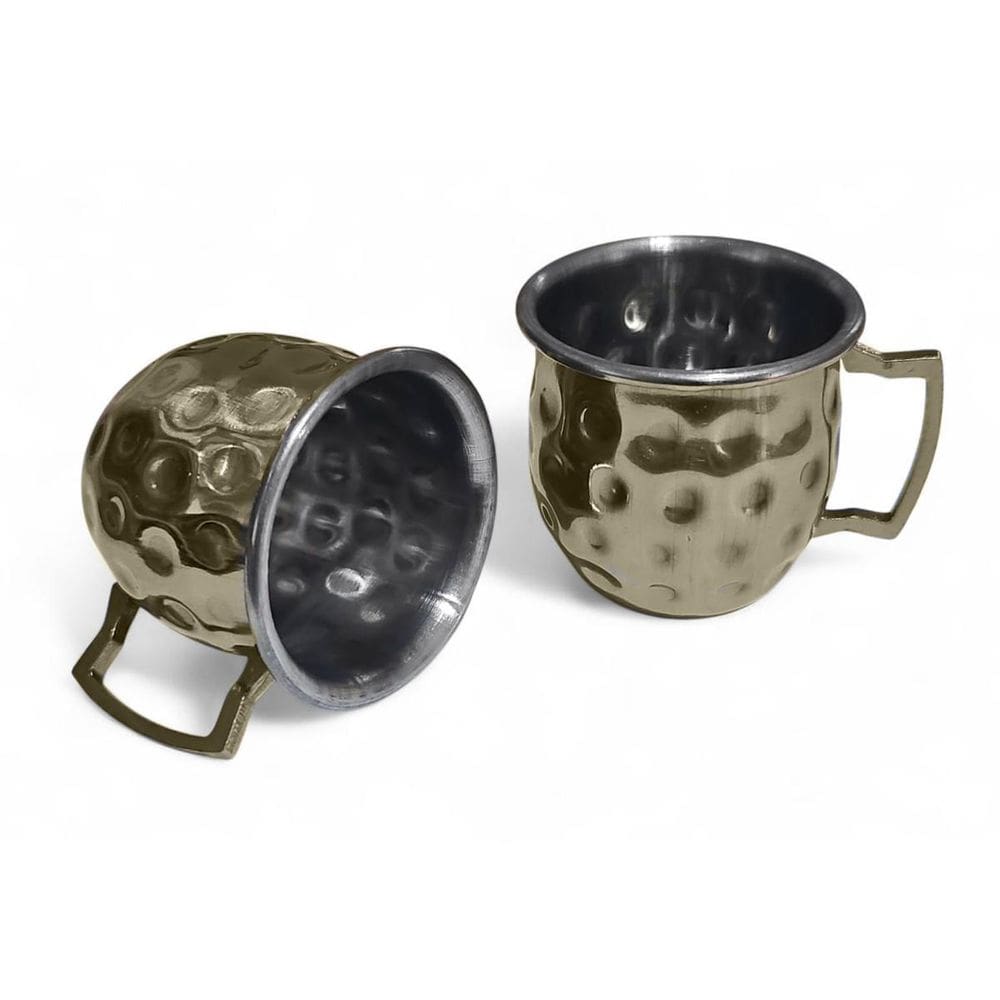 Kit 2 Mini Canecas Moscow Mule Martelada Shot Premium 60Ml D