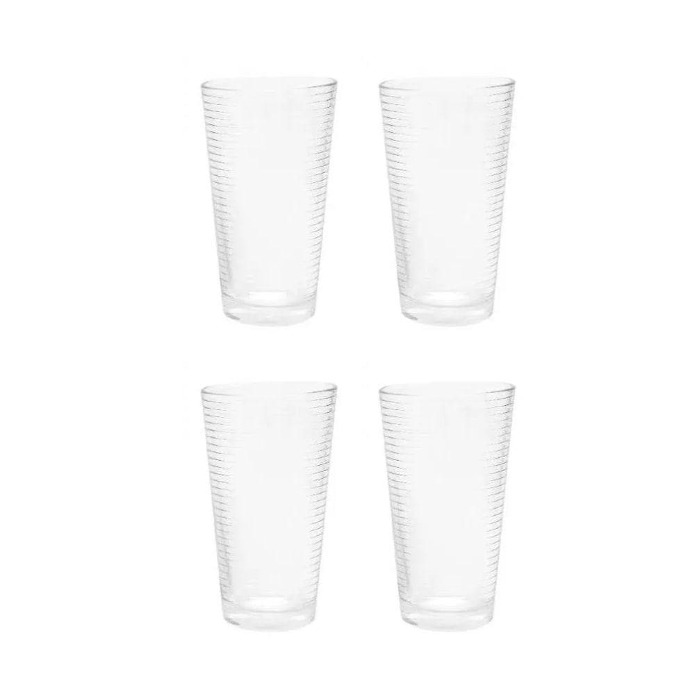Jogo De 4 Copos Em Vidro Listrado Pasabahce 500 Ml