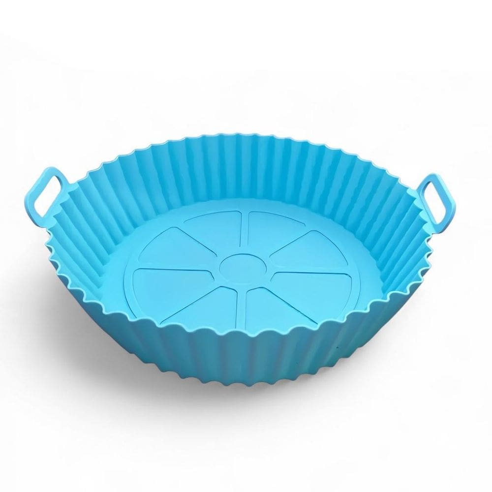 Forma De Silicone Para Airfryer Azul 16Cm Reutilizável
