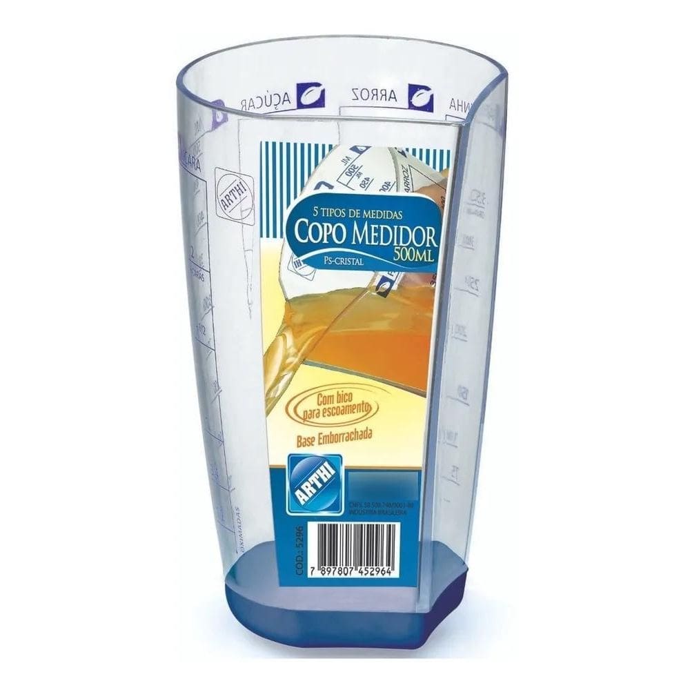 10X Copo Medidor Graduado Acrílico Base Emborrachada 500Ml