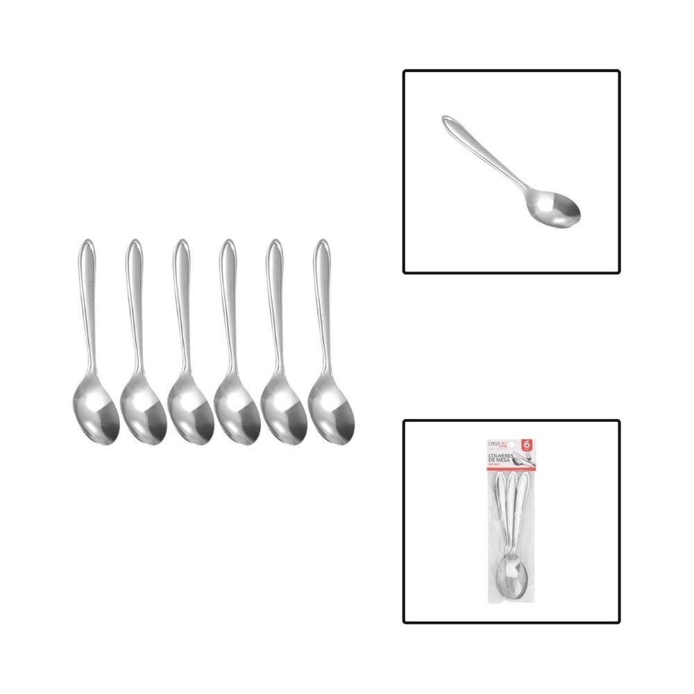 Kit 6 Colheres De Mesa Aço Inox Jogo Talheres