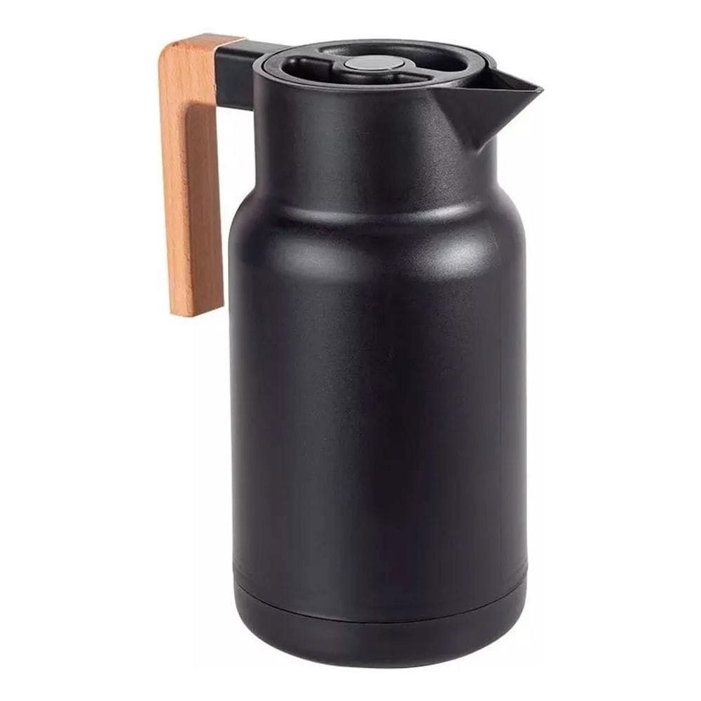 2X Garrafa Bule Térmica Cabo De Madeira Wood Café Mesa Posta