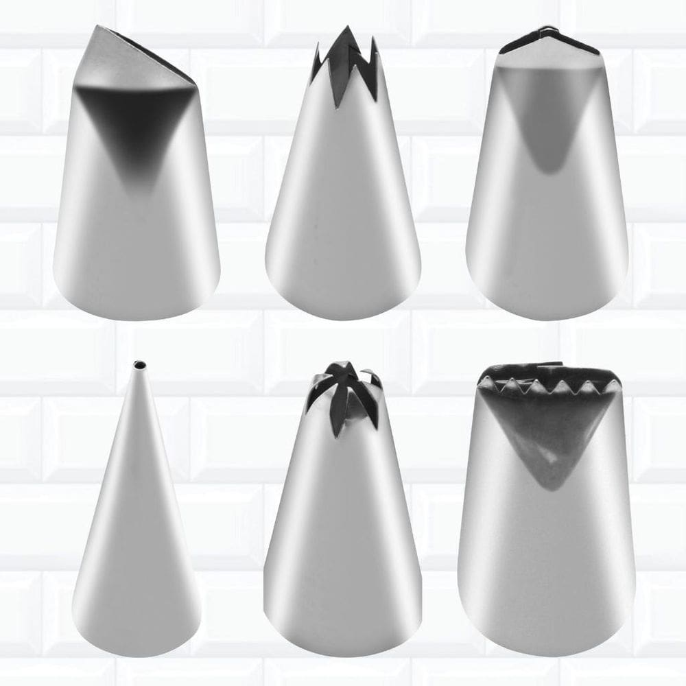 Kit 6 Bicos De Confeitar Essenciais 1M 1B Perlé Folha Pétala