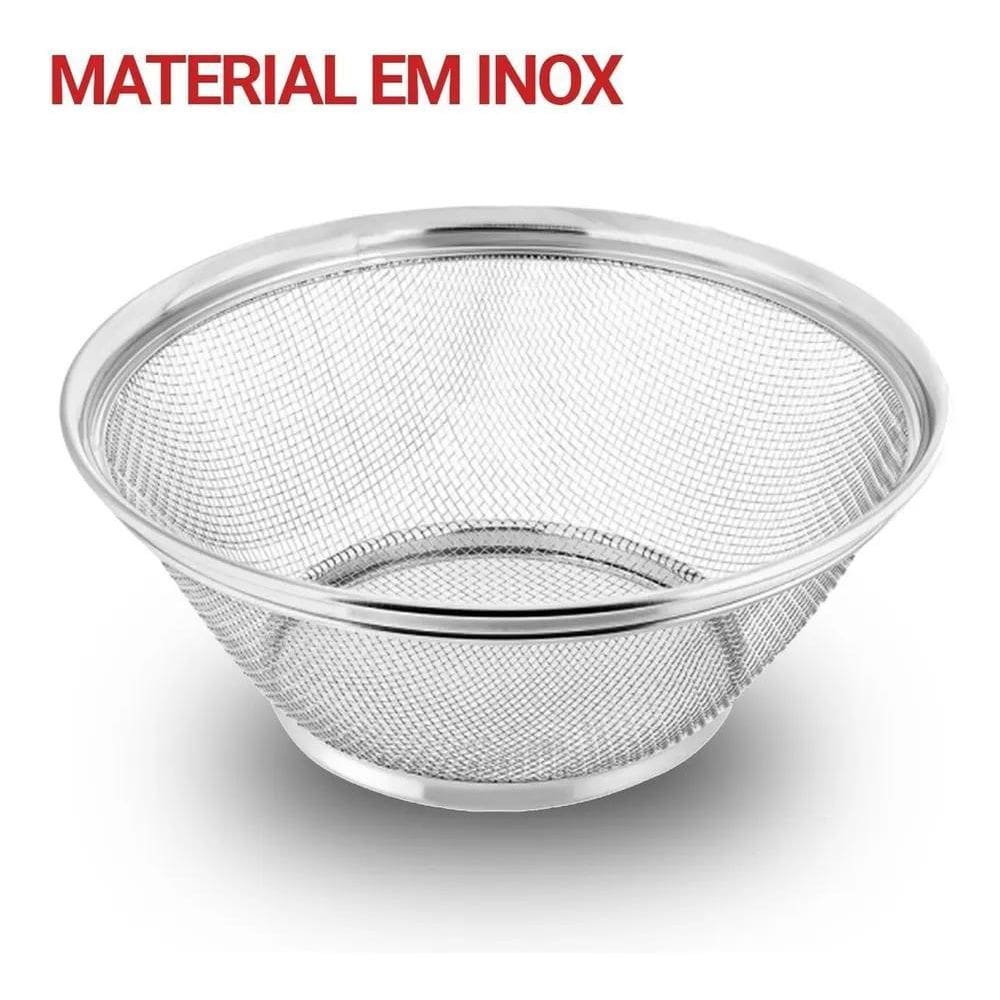 2X Escorredor Redondo Inox Culinário Massas Peneira Cozinha