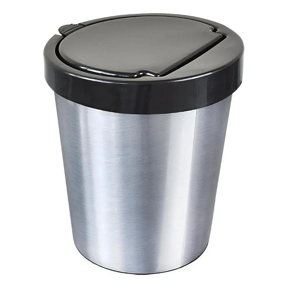 2X Lixeira Cesto Redonda 10 Litros Inox Tampa Click Label Co