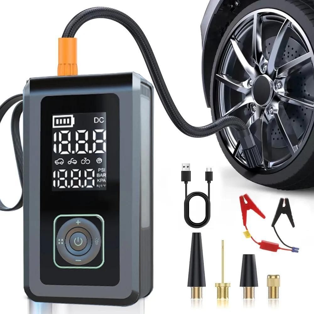 Calibrador Compressor Pneu Bomba De Ar E Auxiliar De Par Pre