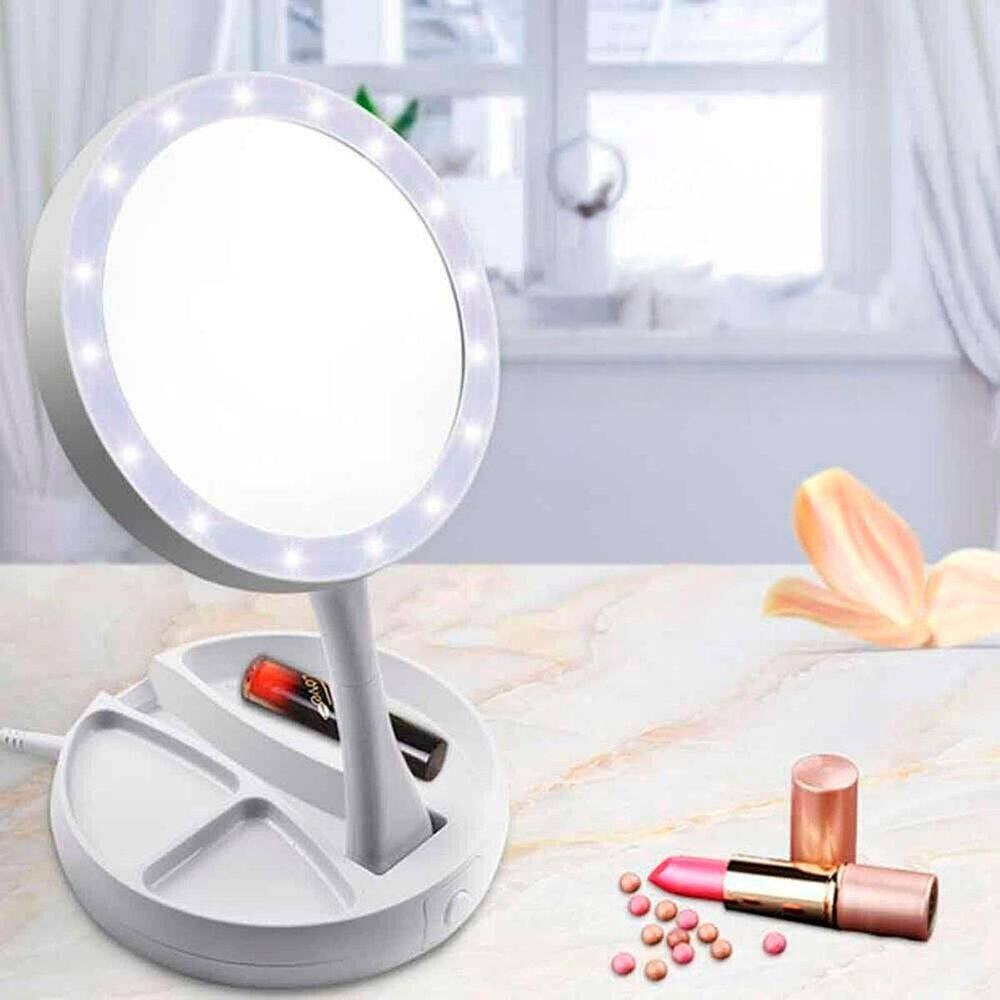 Espelho Iluminado Led Dupla Face De Bolsa Perfeito Para Você