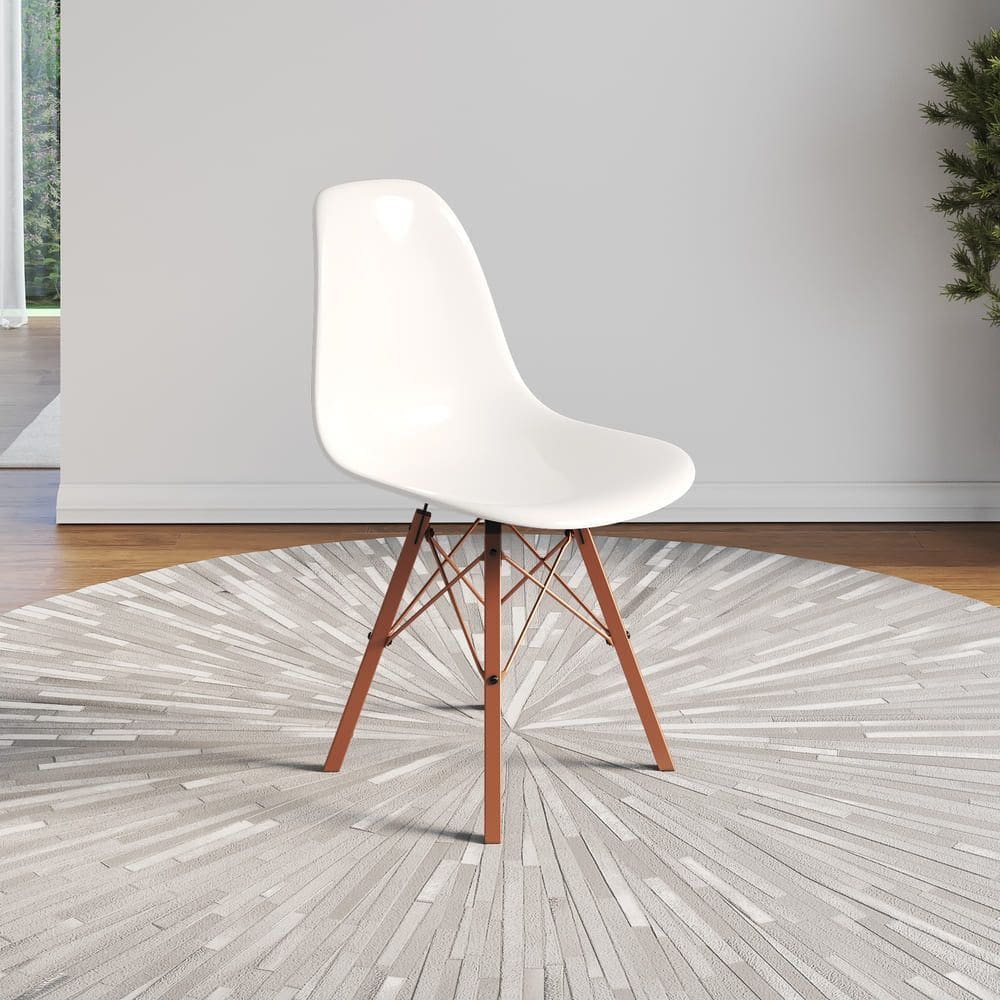 Cadeira Eames Design Moderno Tubo de Ferro Cobre Assento Branco