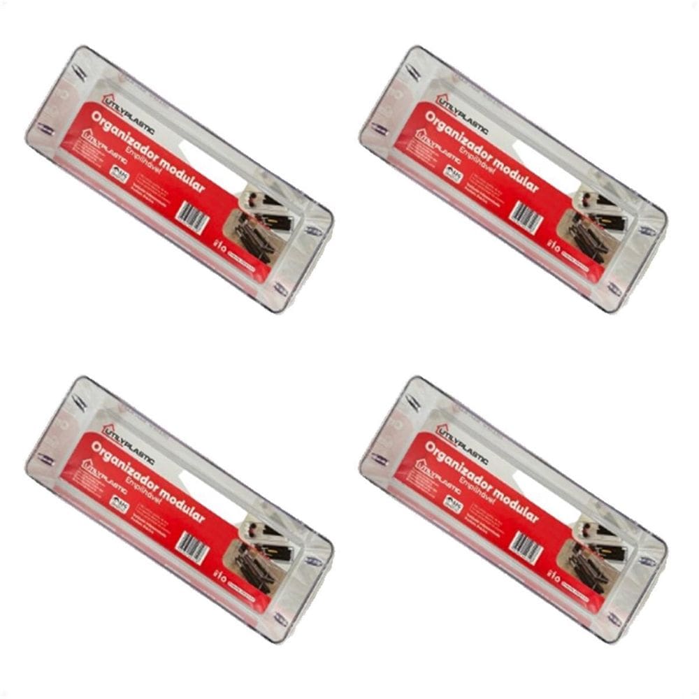 4 Organizadores Modular M Empilhável 23X8,8X5,5 Transparente