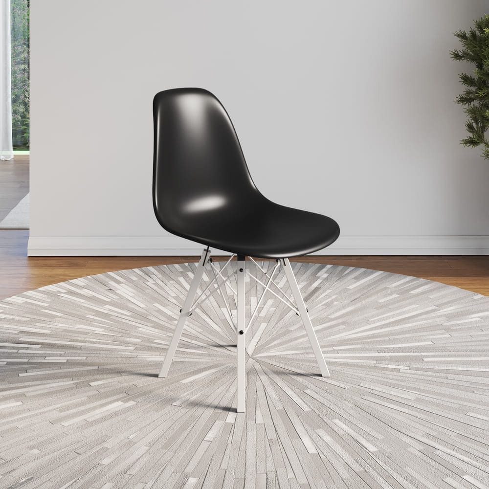 Cadeira Eames Tubo Ferro Branco Assento Preto