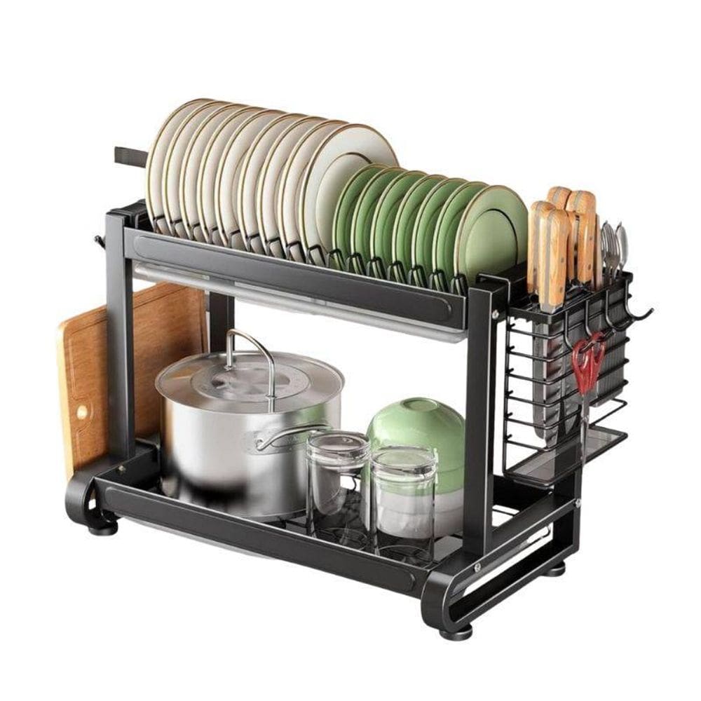 Escorredor De Louças Preto 2 Andares Multifuncional Bancada
