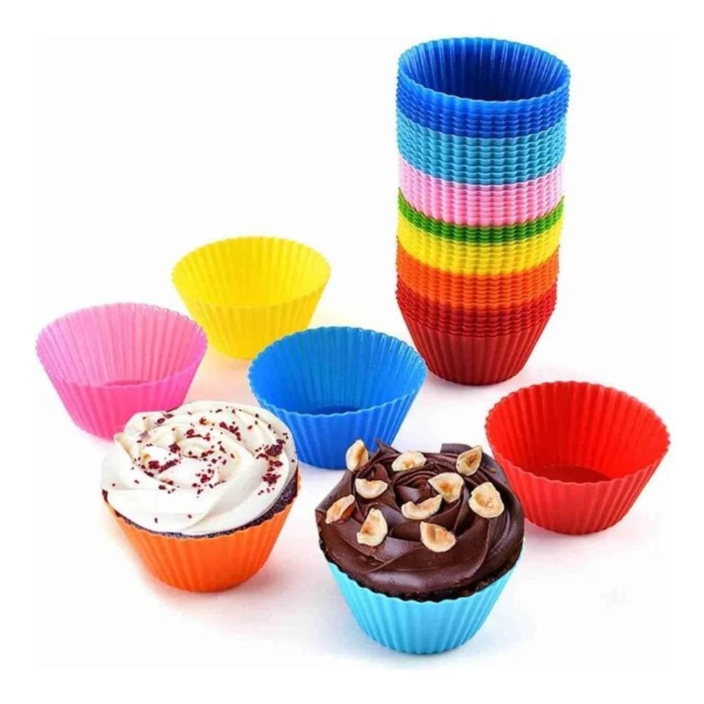 2X Kit 12 Formas Silicone Cupcake Muffins Forminhas Redonda
