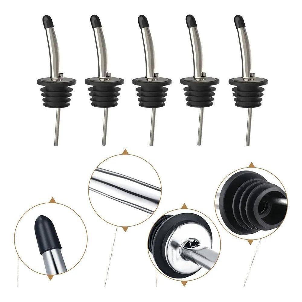 Kit 5 Bico Dosador Biqueira Inox Garrafa Bebidas Bartender