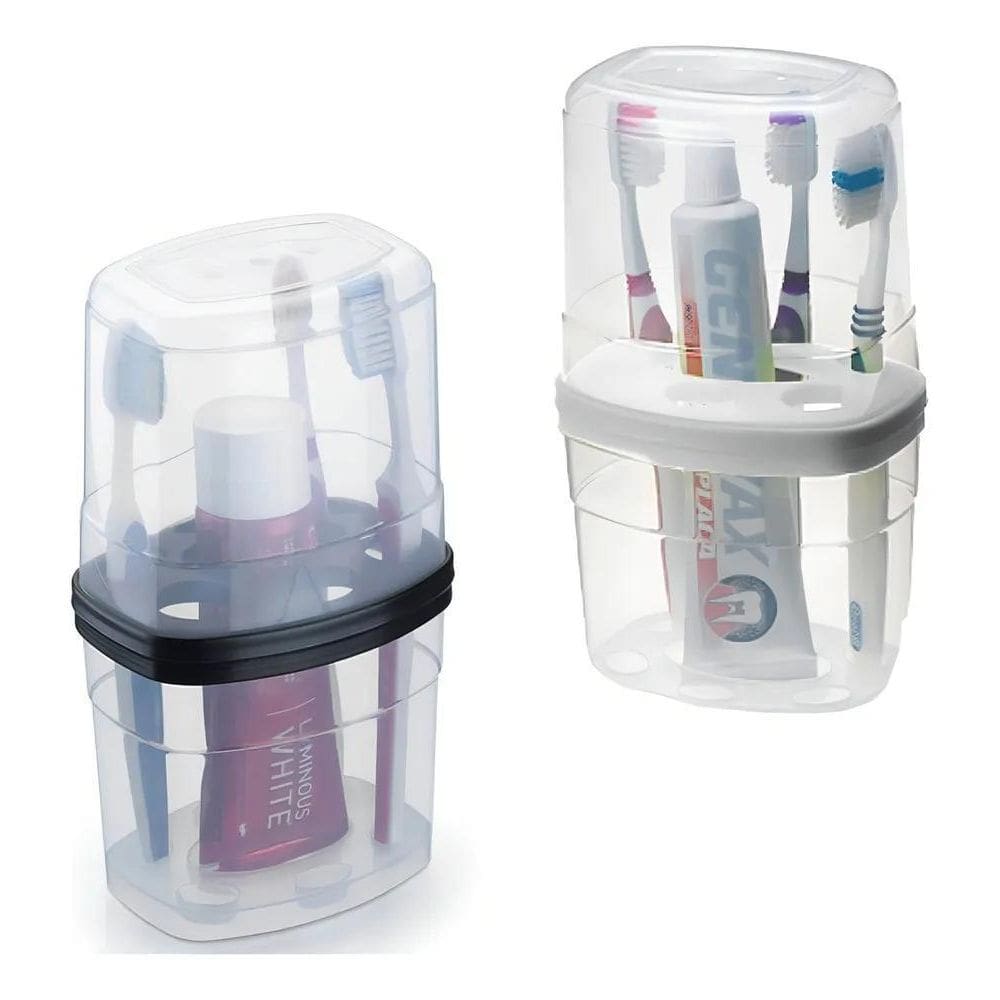 3X Porta Pasta De Dente E Escovas Organizador Com Tampa