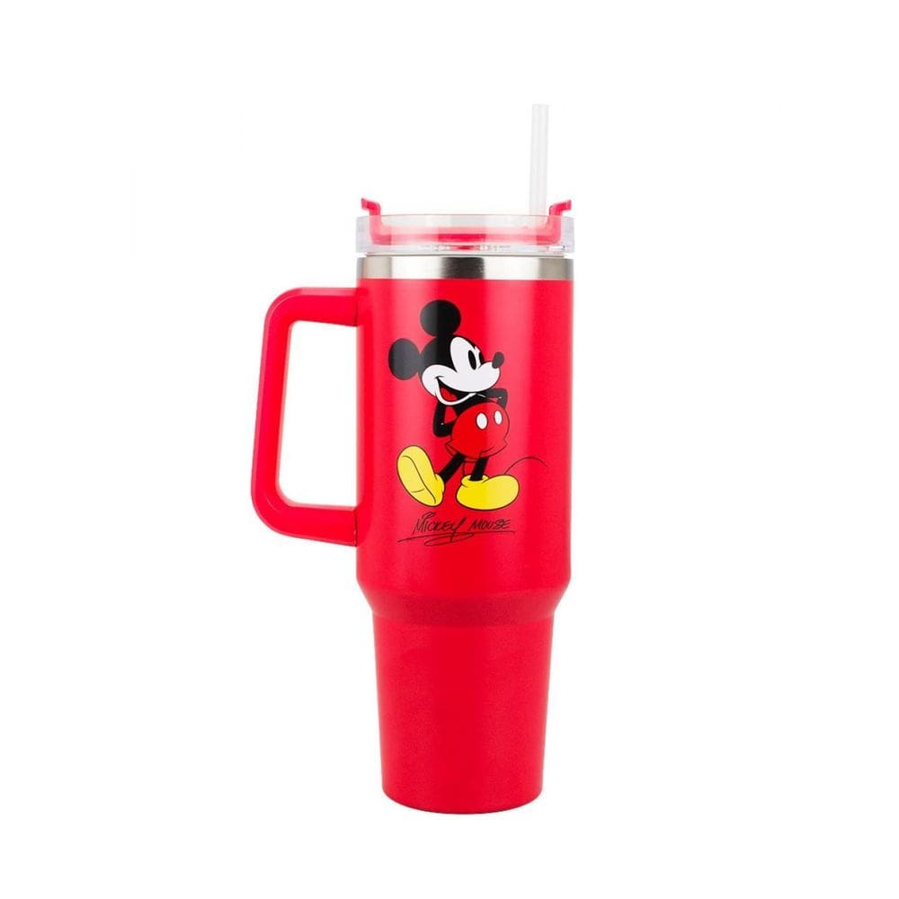 Caneca Grande Vermelho Com Canudo Mickey 1.1L - Disney