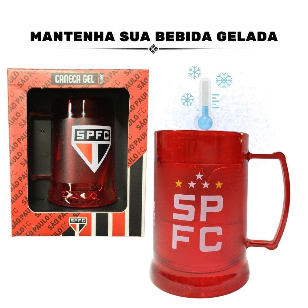 Caneca Copo Vermelho Gel 300Ml Isolante Térmico Chopp
