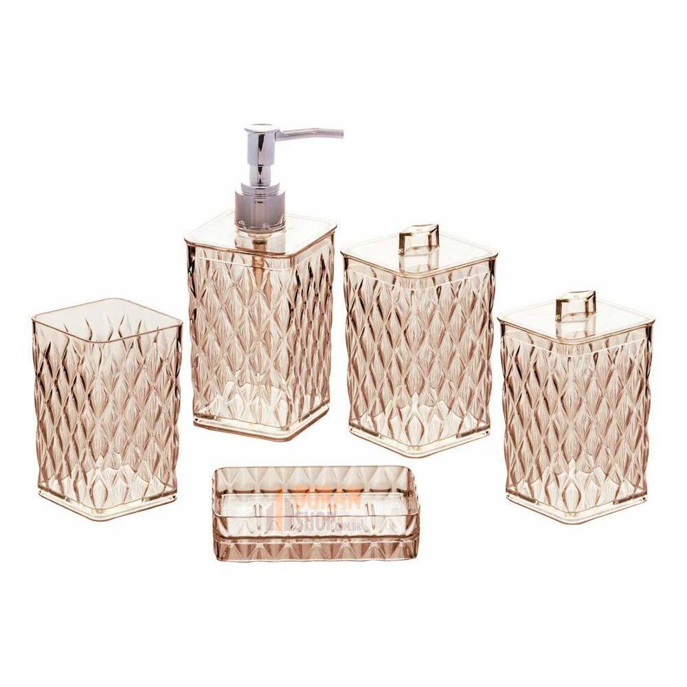 Jogo Luxo Glamour Utensílios De Lavabo 5 Peças Pia Banheiro