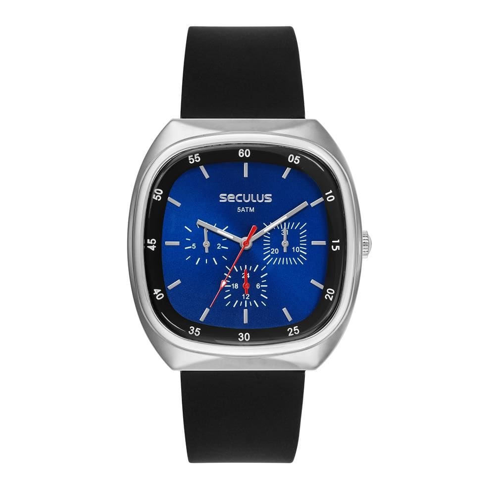 Relógio Seculus Masculino Ref: 44301g0svnu1 Multifunção Retangular Prateado