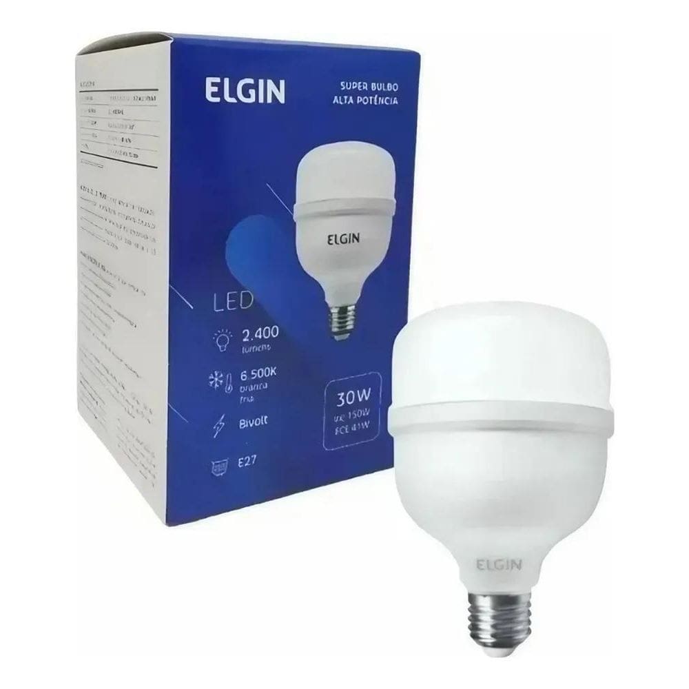 Lâmpada Led Alta Potência Super Bulbo 30W Branco Frio Elgin