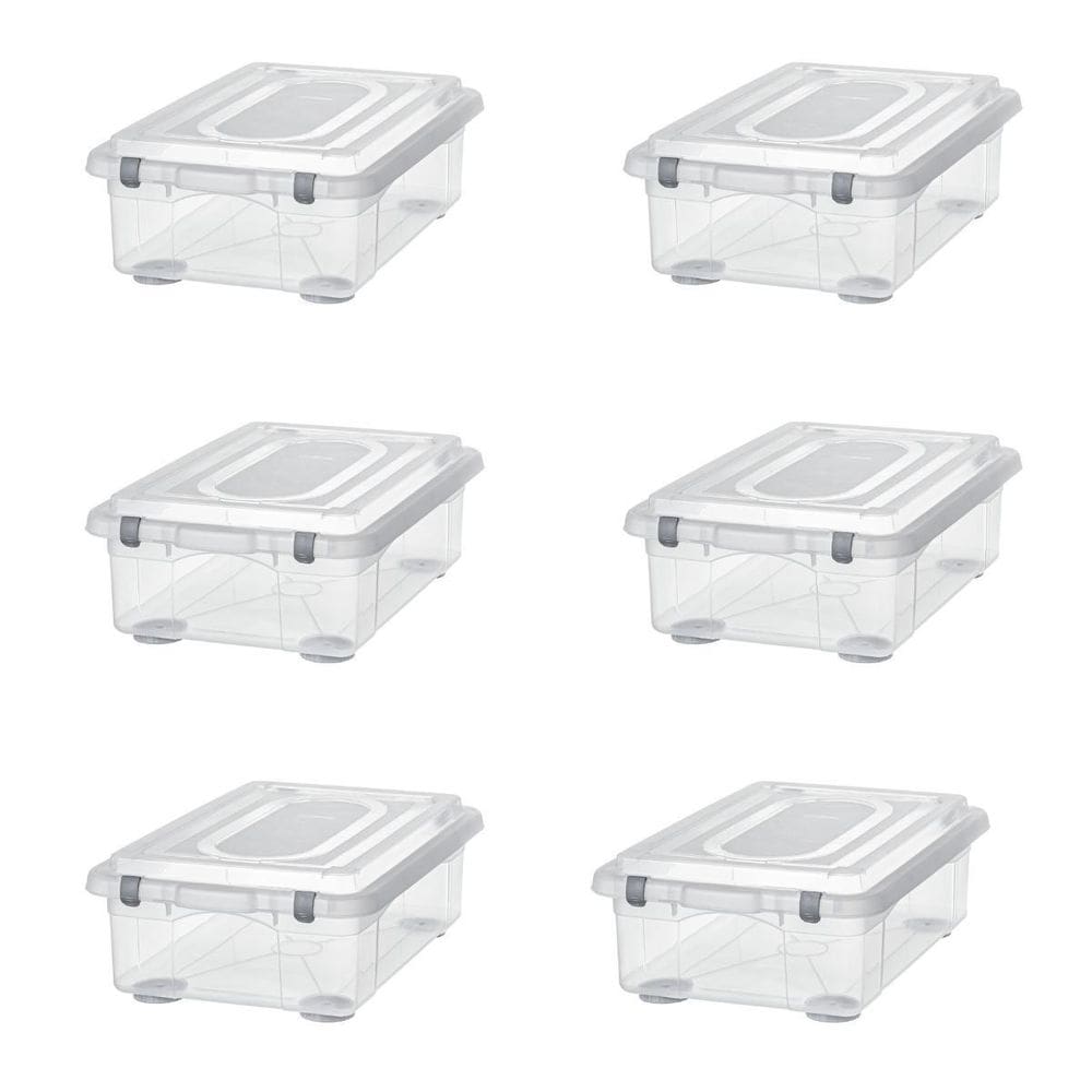 Kit 6 Caixa Plastica Organizadora 28 Litros Baixa Sanremo