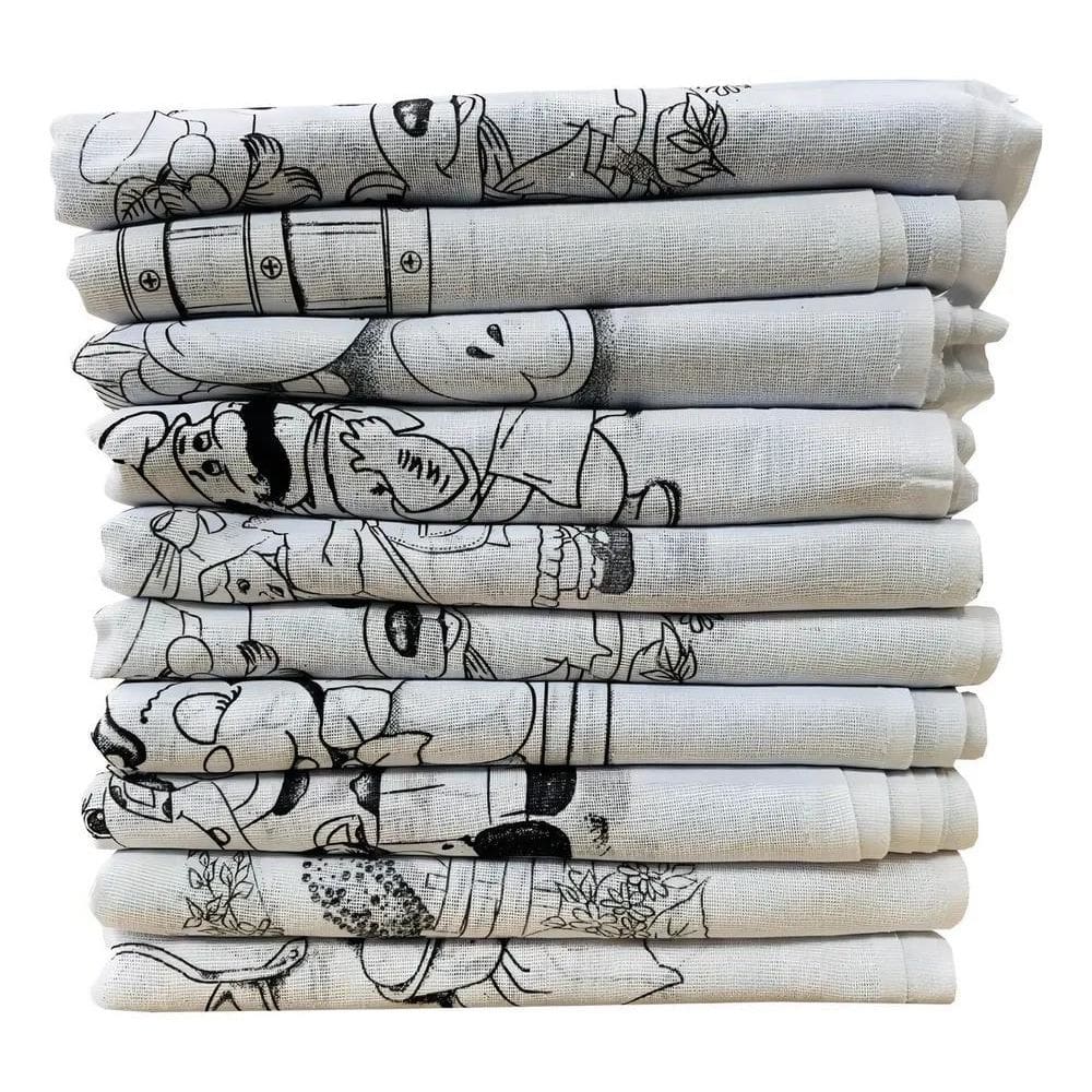 2X Pano De Prato  Minimalista Preto Branco Kit 10 Peç