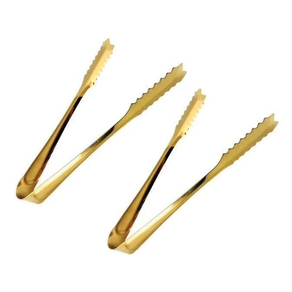 2X Pegador P/Gelo Aco Inox Dourado 2 Peças