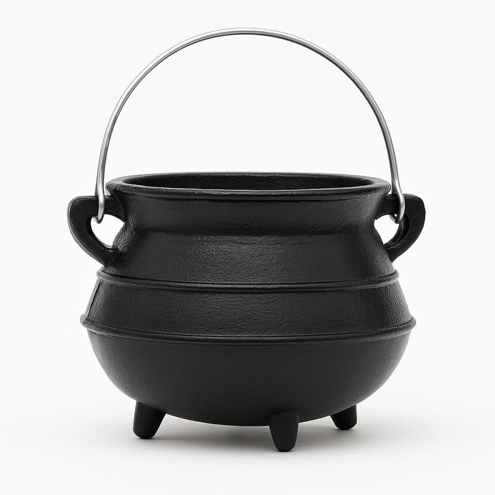 Caldeirão Preto Em Alumínio Tripé Alça 400 Ml