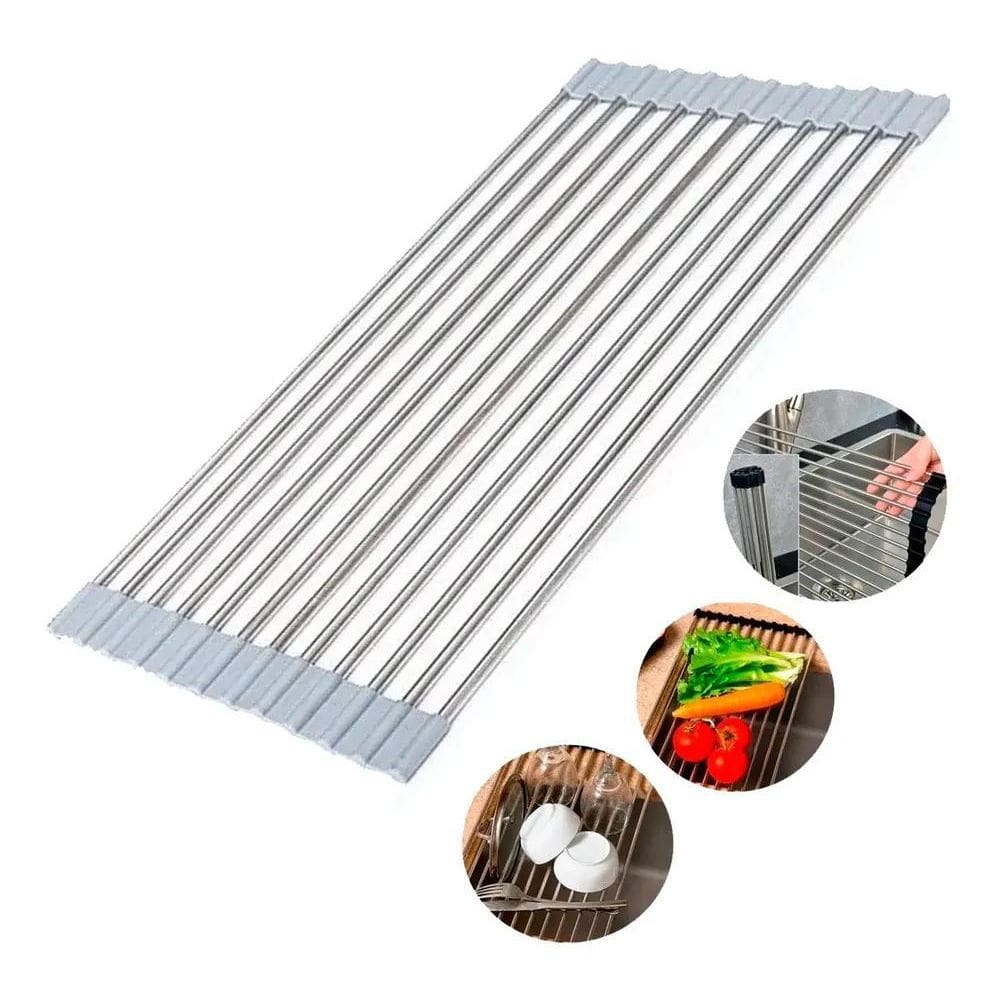 2X Esteira Escorredor Multiuso Descanso Panelas Inox Dobráve