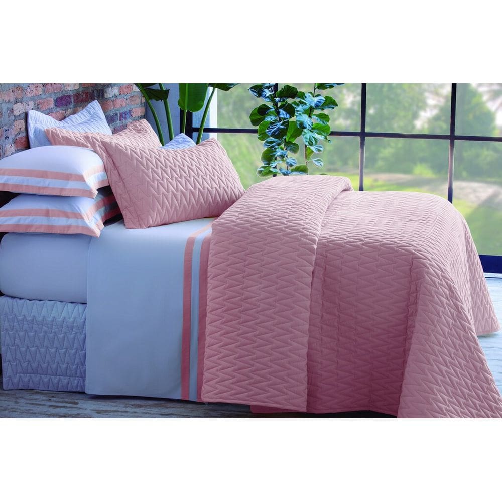 Jogo De Cama Casal Double Rosa 200F 2,20Mx2,50M