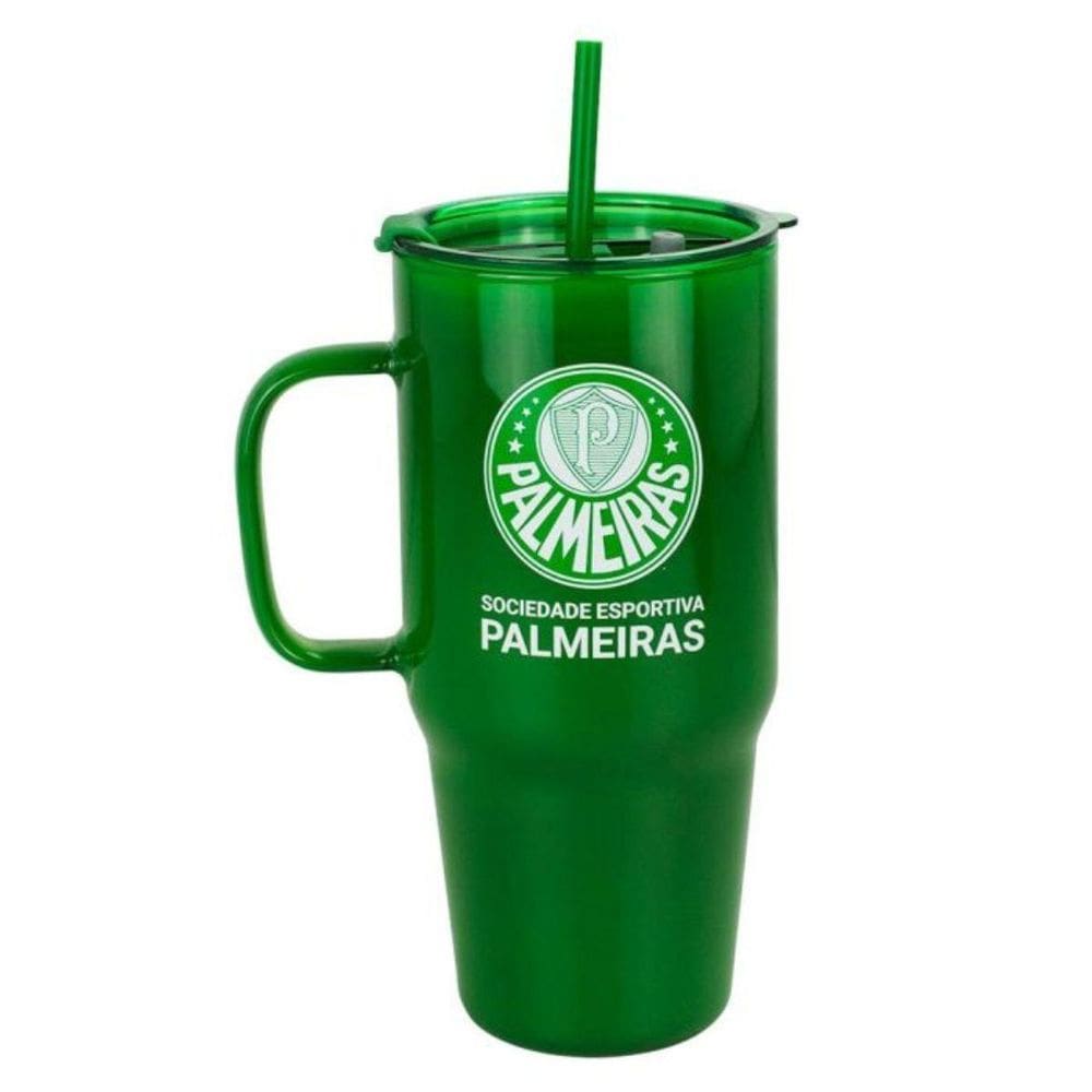 Caneca Vidro Opaca Canudo E Tampa 1200Ml -
