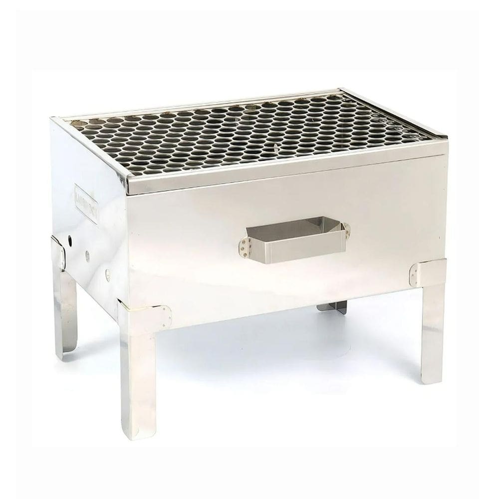Churrasqueira Portátil De Inox 430 Leve 40Cm + Grelha Inox