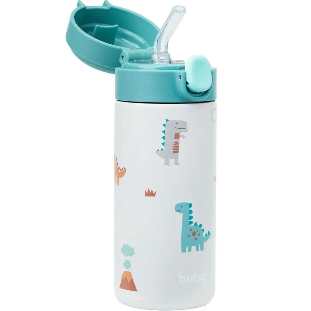 Copo Térmico Dino - Parede Dupla E Canudo De Silicone