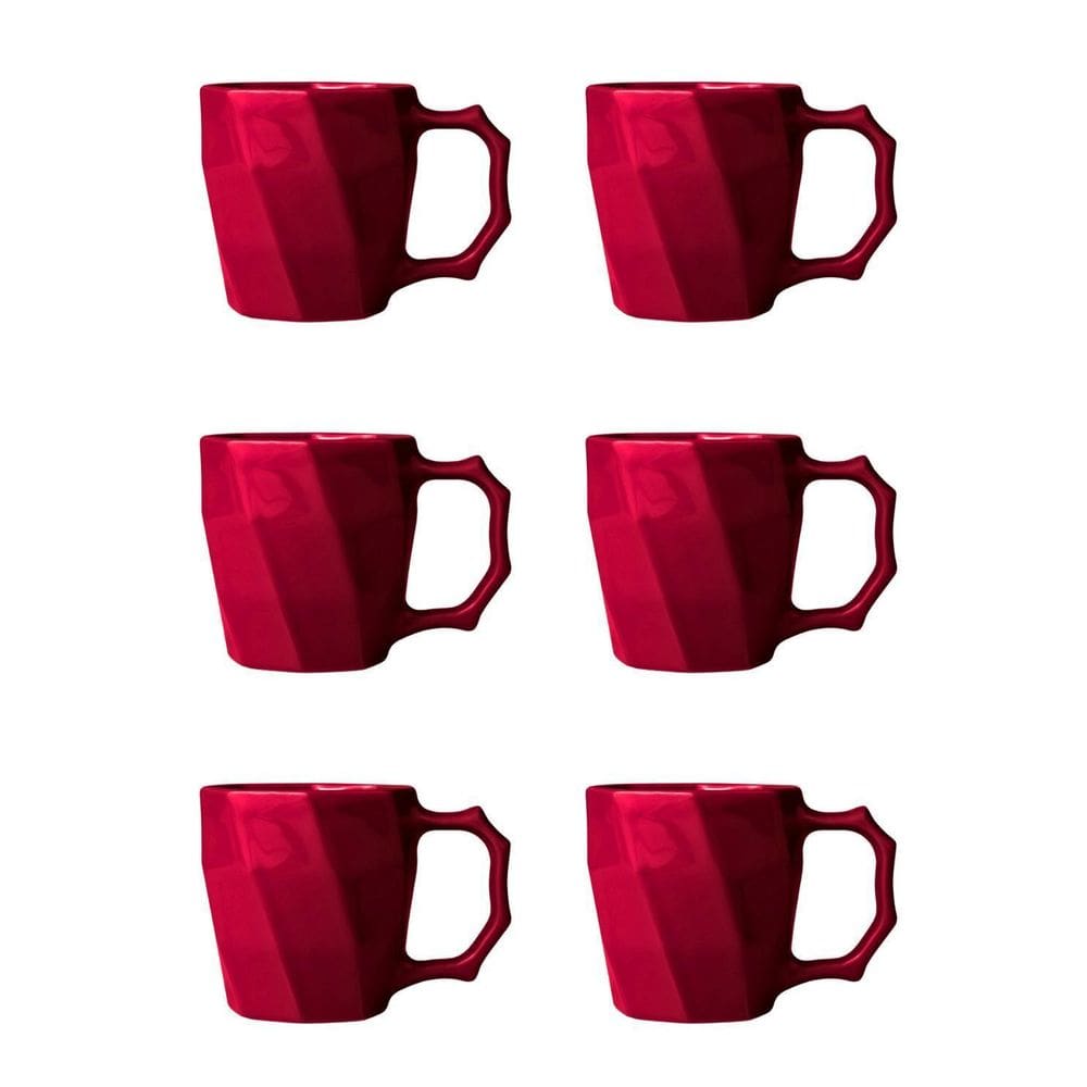 Jogo Canecas Cerâmica Xícara Café Leite Kit 6 Unid Magenta