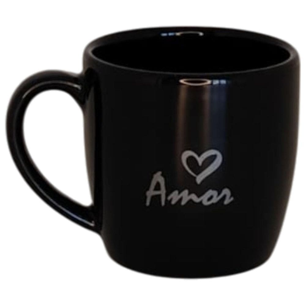 Caneca Preta Dizeres 200Ml Café Chá Escritório