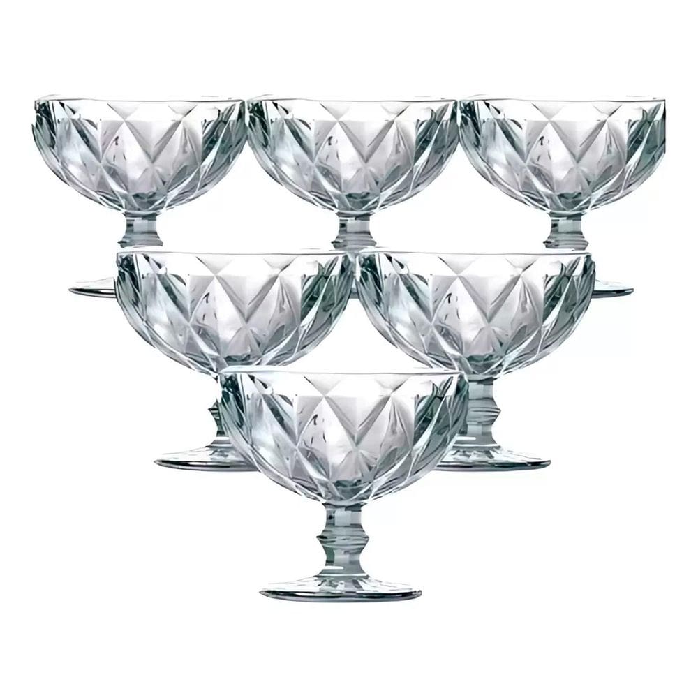 Conjunto Taças Sobremesa 6 Peças Modelo Diamante 325Ml Bico