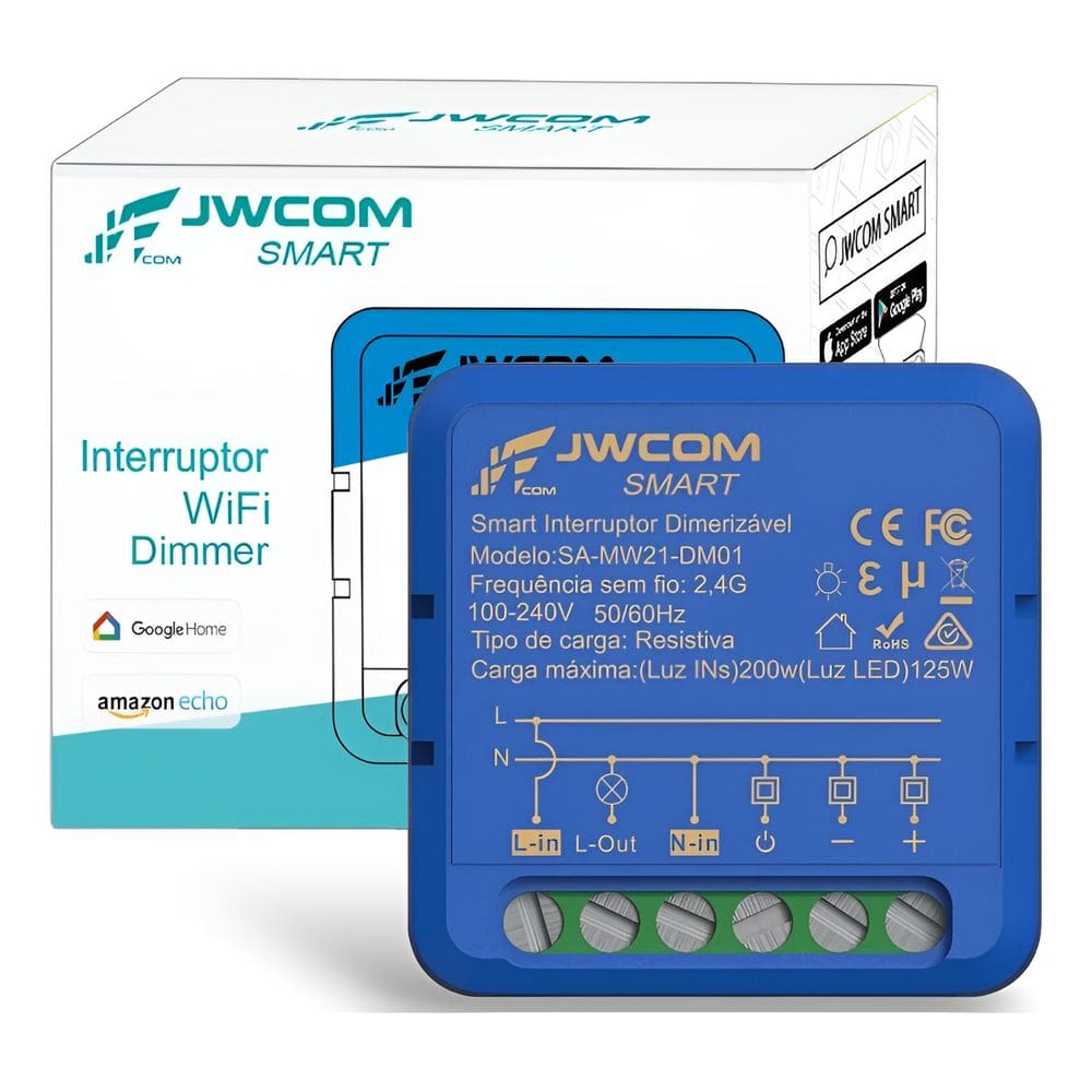 Mini Interruptor Relé WIFI  Dimmer Dimerizável Alexa Tuya Azul SA-MW21-DM01