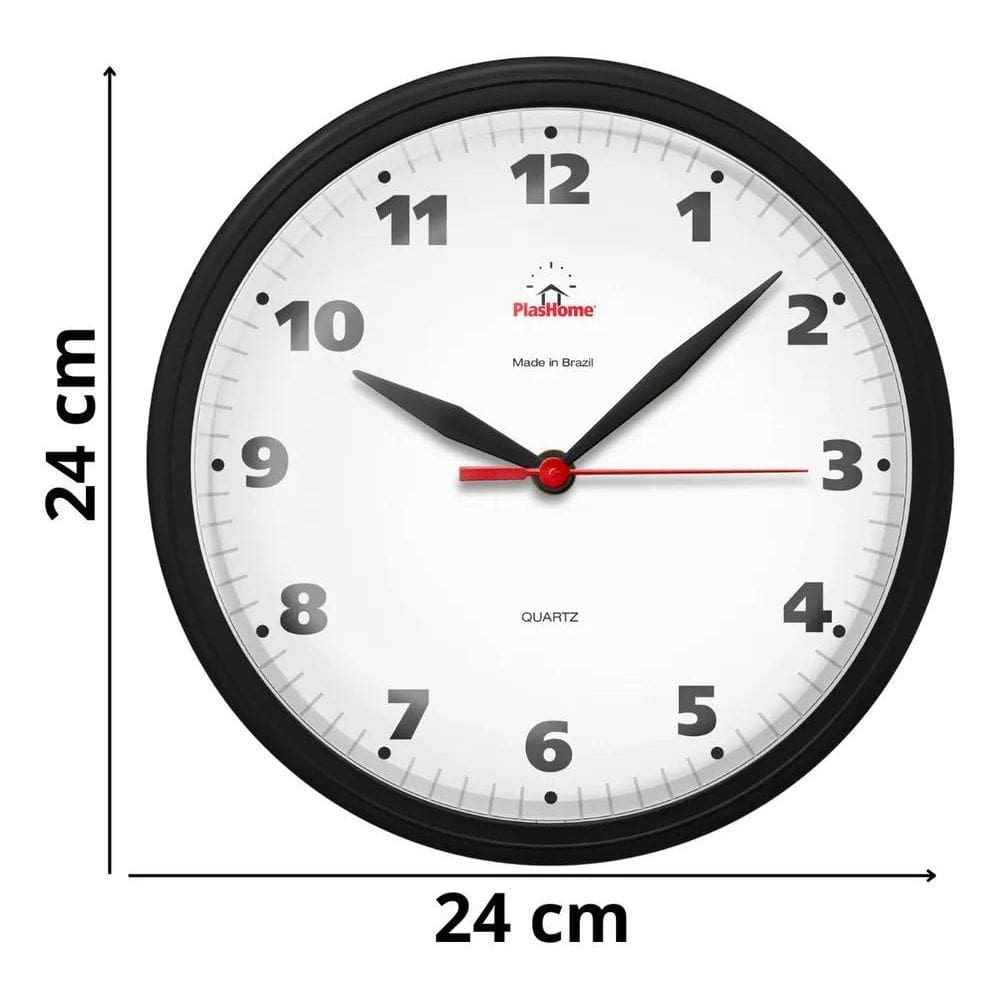 Relógio Parede Redondo Ômega Preto