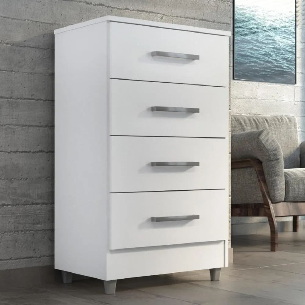 Comoda FLAVIA com 4 gavetas BRANCA saimys