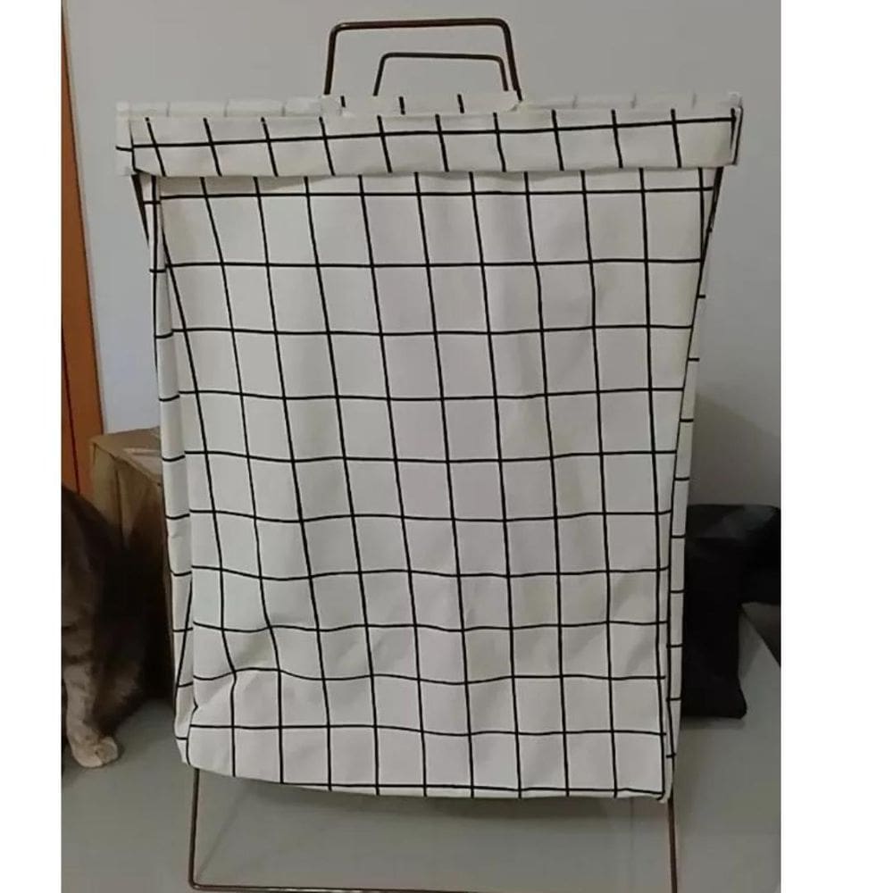 Cesto Organizador Roupa Dobrável Grande Com Suporte