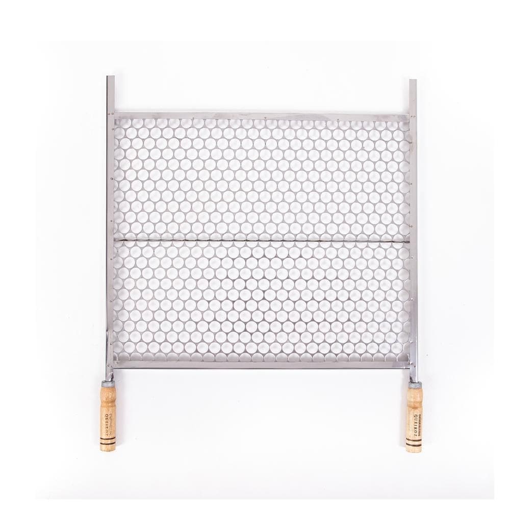 Grelha Inox Moeda Para Churrasco 40X50 Cabo De Madeira