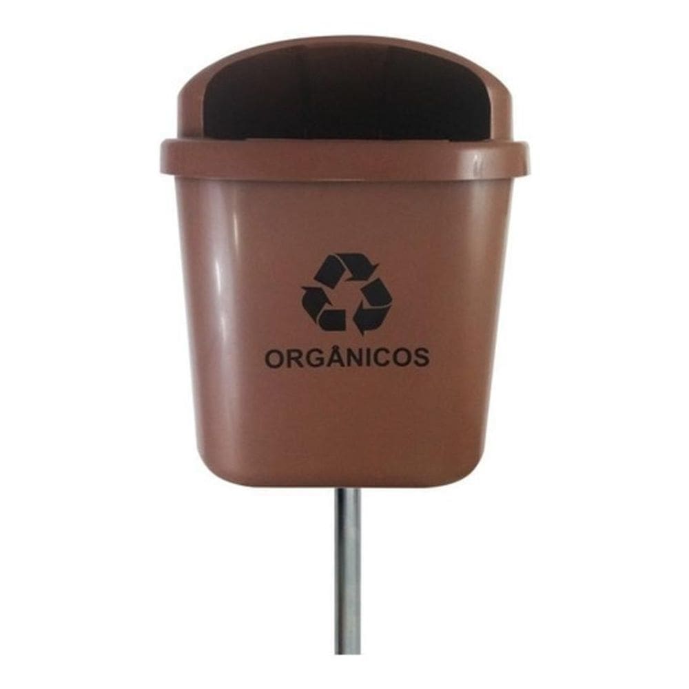 Cesto Individual Lixeira Coleta Seletiva 40 Litros Com Poste